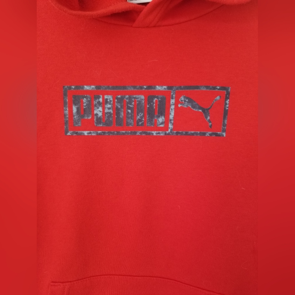Puma Red Pullover Hoodie with Logo Size Kids Xlarge Worn Once - Picture 2 of 3